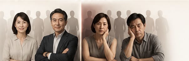 同じ年代でも若々しさや疲れ方が異なることを表したイメージ