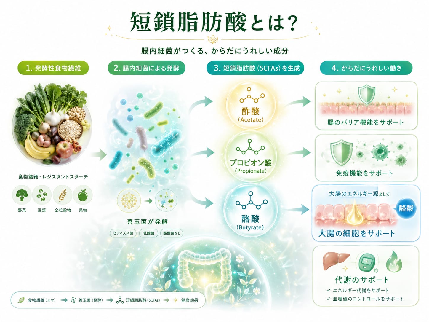 短鎖脂肪酸の働きを示すインフォグラフィック